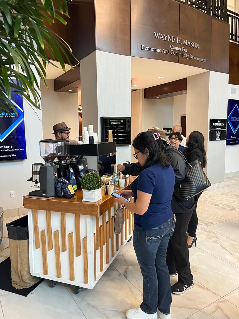 Coffee service at corporate venue with guests